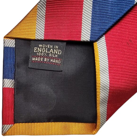 Ferrell Reed Men's Tie Vintage VTG Striped 100% Silk Woven Made By Hand Standard - Picture 4 of 4